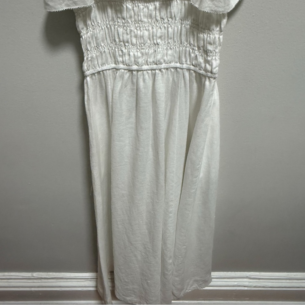 Aritzia white spaghetti strap ruffle linen midi dress coastal euro summer bridal - Picture 12 of 13